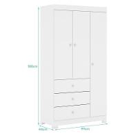 Guarda Roupa Infantil Duda 3 Portas E 3 Gavetas Branco - Phoenix Baby Branco - 3