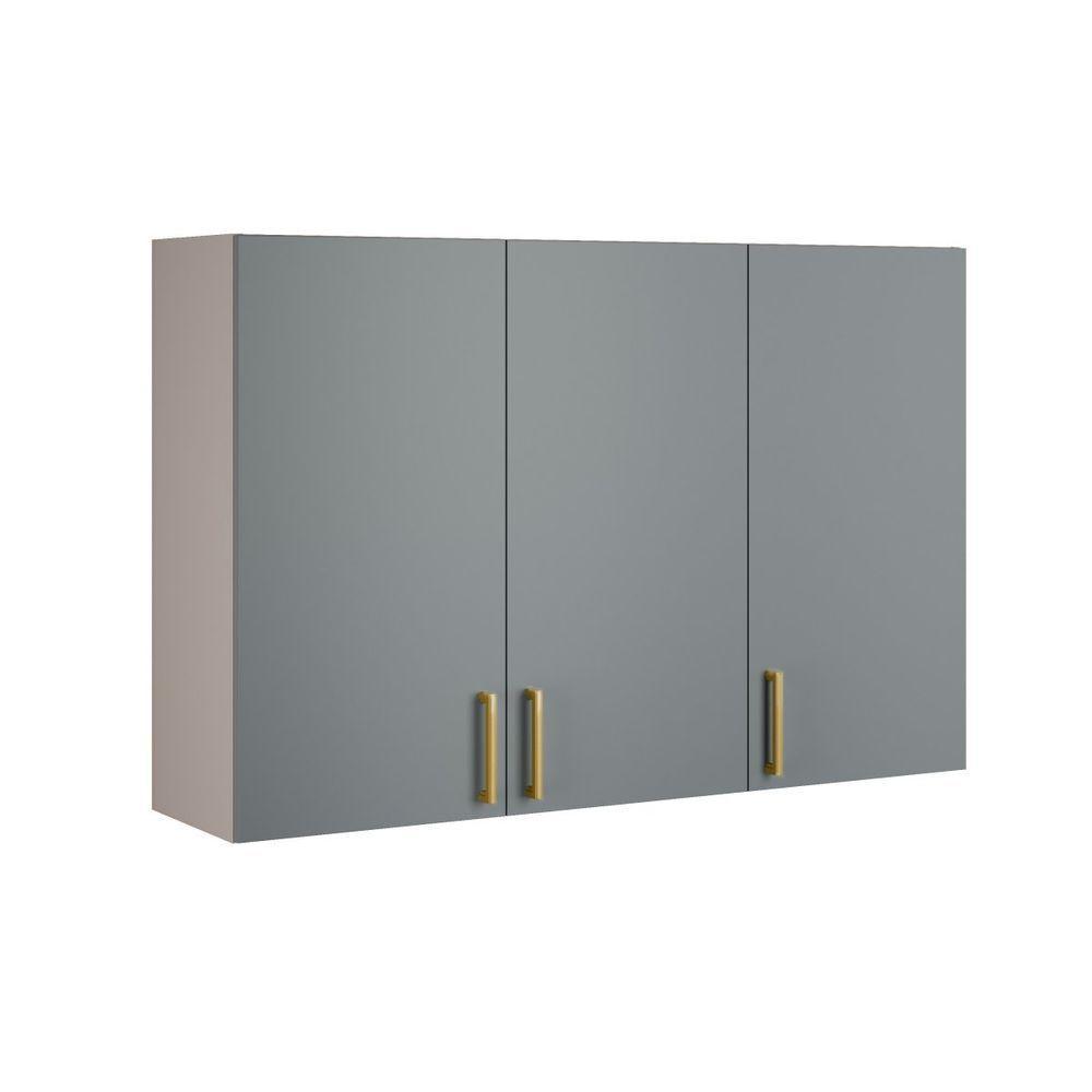 Armário Aéreo Essence 3 Portas 120cm 100% Mdf - Itatiaia Fendi-gris - 1