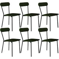 Kit 06 Cadeiras Estofada Para Sala De Jantar Liora Preto C01 Linho Verde Musgo - Lyam Decor - 1