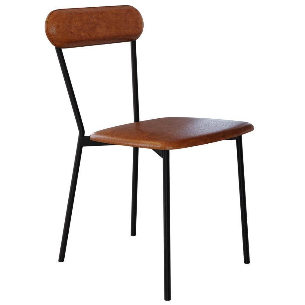 Kit 08 Cadeiras Estofada Para Sala De Jantar Liora Preto C01 Courino Caramelo - Lyam Decor - 6