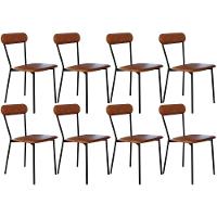 Kit 08 Cadeiras Estofada Para Sala De Jantar Liora Preto C01 Courino Caramelo - Lyam Decor - 1