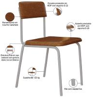 Kit 04 Cadeiras Estofada Para Sala De Jantar Sense Branco C01 Courino Caramelo - Lyam Decor