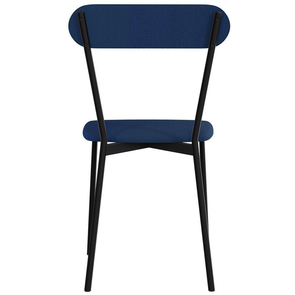 Kit 03 Cadeiras Estofada Para Sala De Jantar Liora Preto C01 Linho Azul - Lyam Decor - 3