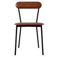 Kit 06 Cadeiras Estofada Para Sala De Jantar Liora Preto C01 Linho Rosê Courino Caramelo - Lyam Decor - 3