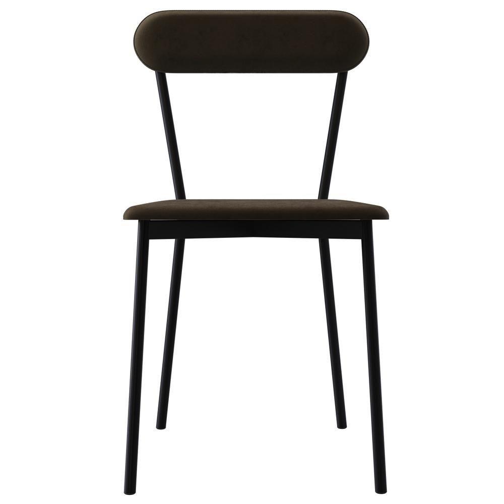 Kit 06 Cadeiras Estofada Para Sala De Jantar Liora Preto C01 Veludo Marrom Sand - Lyam Decor - 3