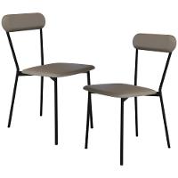 Kit 02 Cadeiras Estofada Para Sala De Jantar Liora Preto C01 Courino Cinza - Lyam Decor - 1