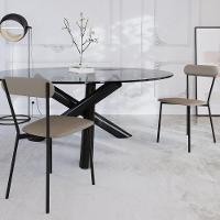 Kit 02 Cadeiras Estofada Para Sala De Jantar Liora Preto C01 Courino Cinza - Lyam Decor - 2