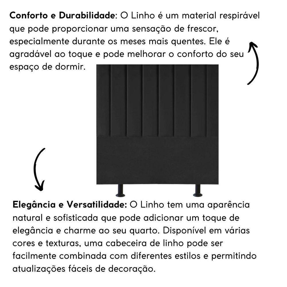 Cabeceira Estofada Cama Solteiro 90 Cm Luana Linho E Frame preto - 5