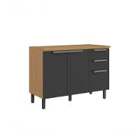 Balcão Com Tampo 3 Portas 2 Gavetas 120cm Mdf New Porto - Itatiaia Freijó-grafite - 1