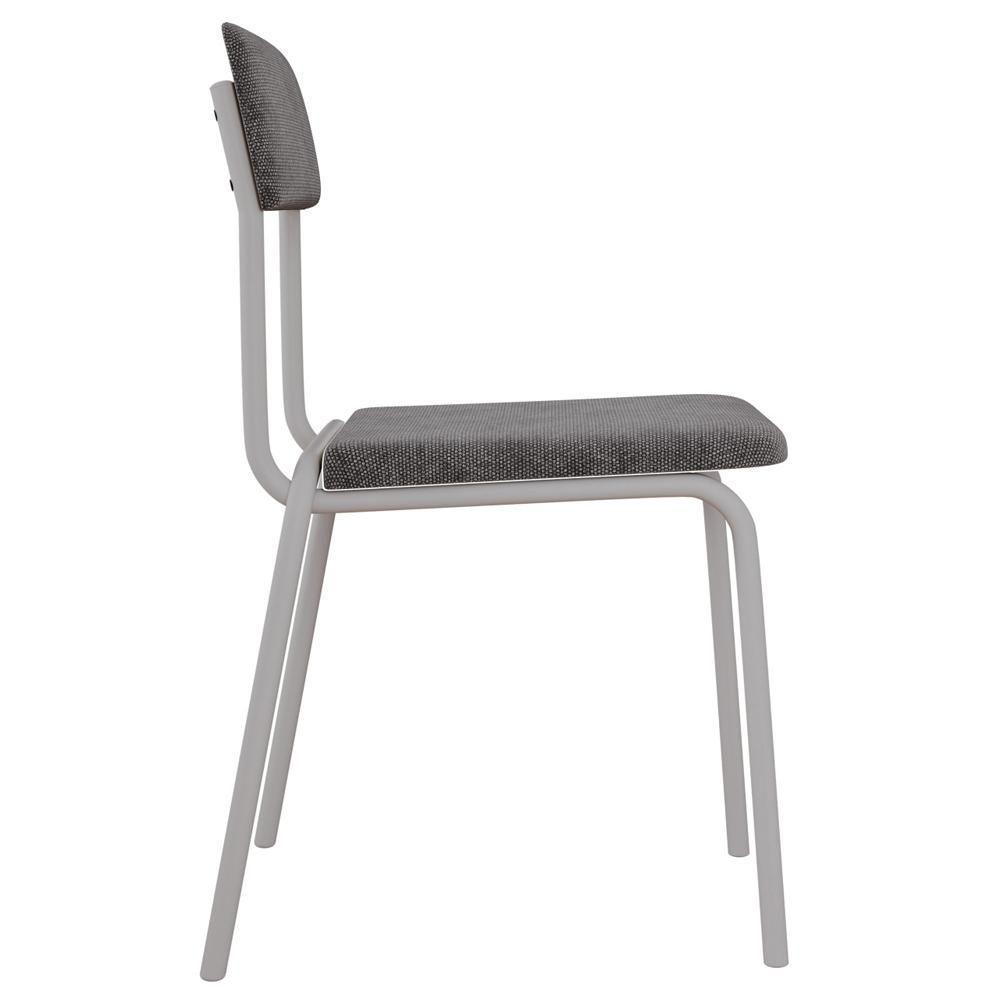 Kit 08 Cadeiras Estofada Para Sala De Jantar Sense Branco C01 Linho Prata - Lyam Decor - 8