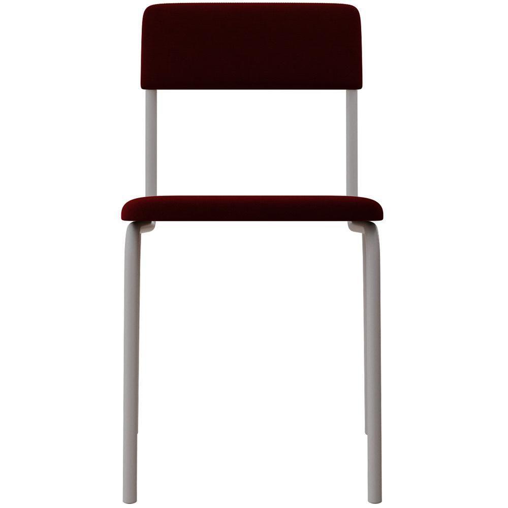 Kit 03 Cadeiras Estofada Para Sala De Jantar Sense Branco C01 Veludo Vermelho Vinho - Lyam Decor - 3