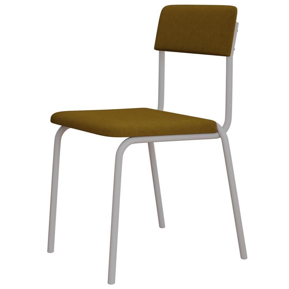 Kit 03 Cadeiras Estofada Para Sala De Jantar Sense Branco C01 Linho Mostarda - Lyam Decor - 7