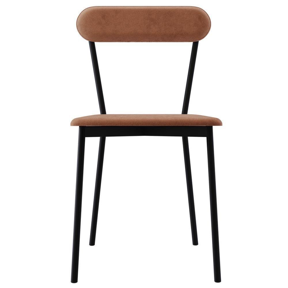 Kit 06 Cadeiras Estofada Para Sala De Jantar Liora Preto C01 Veludo Bege - Lyam Decor - 5