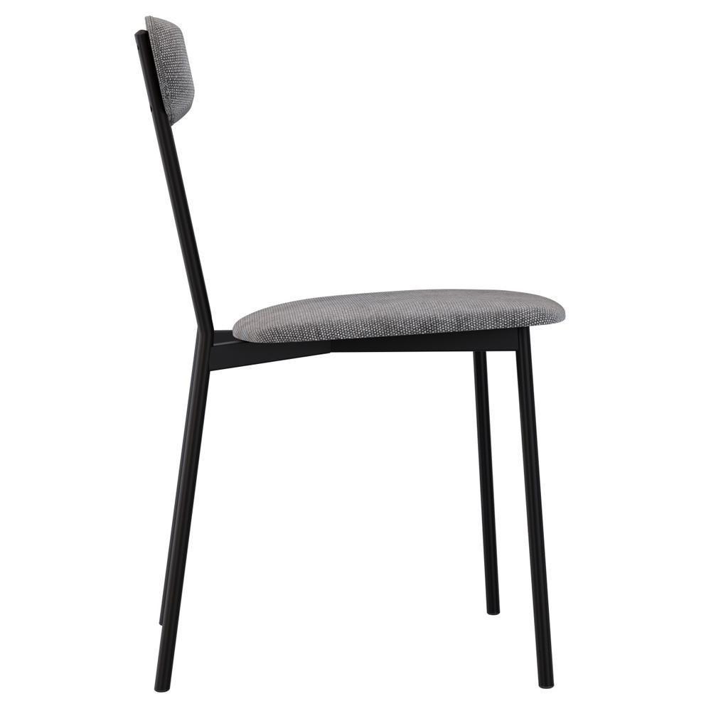 Kit 04 Cadeiras Estofada Para Sala De Jantar Liora Preto C01 Linho Prata - Lyam Decor - 8