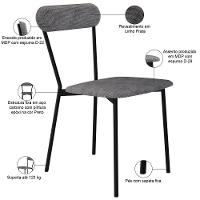 Kit 04 Cadeiras Estofada Para Sala De Jantar Liora Preto C01 Linho Prata - Lyam Decor