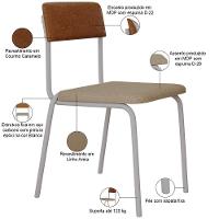 Kit 08 Cadeiras Estofada Para Sala De Jantar Sense Branco C01 Linho Areia Courino Caramelo - Lyam Decor