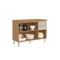 Balcão Com Tampo 3 Portas 2 Gavetas 120cm Mdf New Porto - Itatiaia Freijó-off White - 3