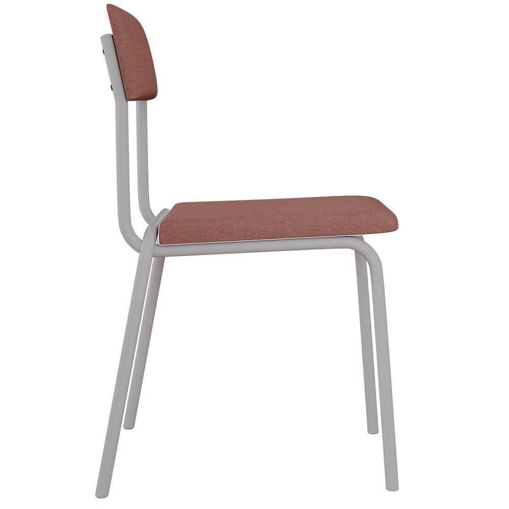 Kit 06 Cadeiras Estofada Para Sala De Jantar Sense Branco C01 Linho Rosê - Lyam Decor - 8