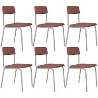 Kit 06 Cadeiras Estofada Para Sala De Jantar Sense Branco C01 Linho Rosê - Lyam Decor - 1