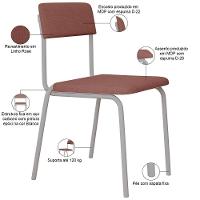 Kit 06 Cadeiras Estofada Para Sala De Jantar Sense Branco C01 Linho Rosê - Lyam Decor