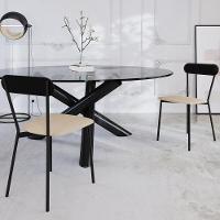 Kit 06 Cadeiras Estofada Para Sala De Jantar Liora Preto C01 Linho Areia Courino Preto - Lyam Decor - 2