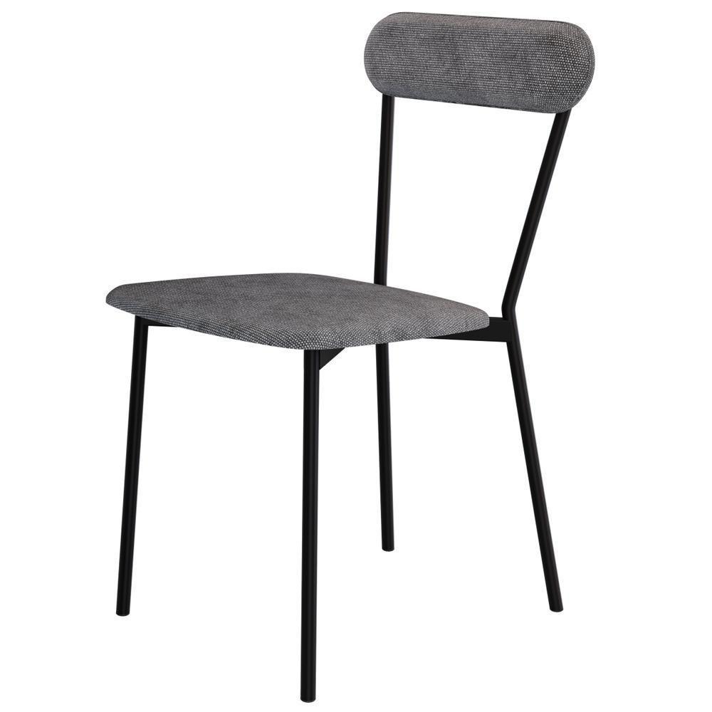 Kit 08 Cadeiras Estofada Para Sala De Jantar Liora Preto C01 Linho Prata - Lyam Decor - 7