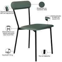 Kit 08 Cadeiras Estofada Para Sala De Jantar Liora Preto C01 Courino Verde Sálvia - Lyam Decor