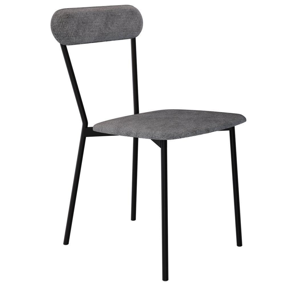 Kit 03 Cadeiras Estofada Para Sala De Jantar Liora Preto C01 Linho Prata - Lyam Decor - 6