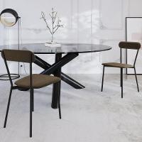 Kit 08 Cadeiras Estofada Para Sala De Jantar Liora Preto C01 Veludo Marrom Sand - Lyam Decor - 2