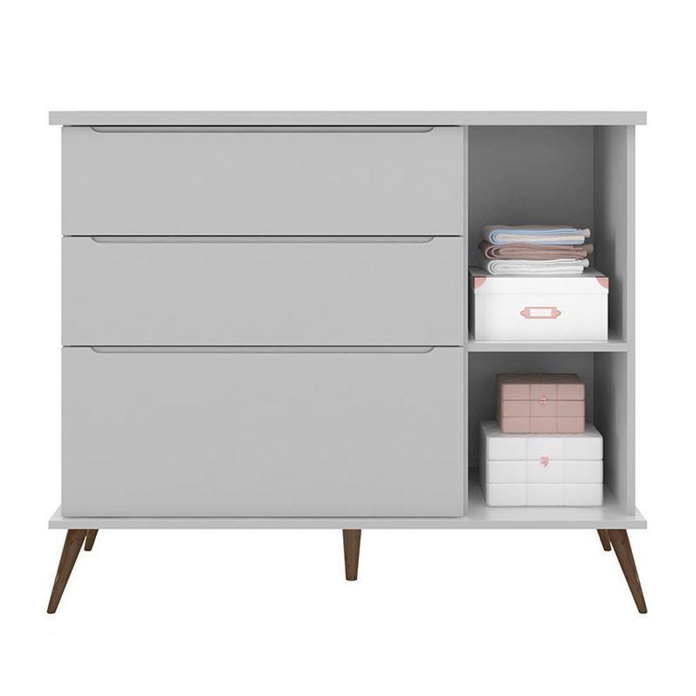 Cômoda Infantil Retrô Melinda 1 Porta E 3 Gavetas Cinza - Phoenix Baby Cinza - 3