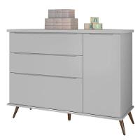 Cômoda Infantil Retrô Melinda 1 Porta E 3 Gavetas Cinza - Phoenix Baby Cinza - 1