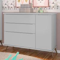 Cômoda Infantil Retrô Melinda 1 Porta E 3 Gavetas Cinza - Phoenix Baby Cinza - 2