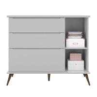Cômoda Infantil Retrô Melinda 1 Porta E 3 Gavetas Cinza - Phoenix Baby Cinza - 3