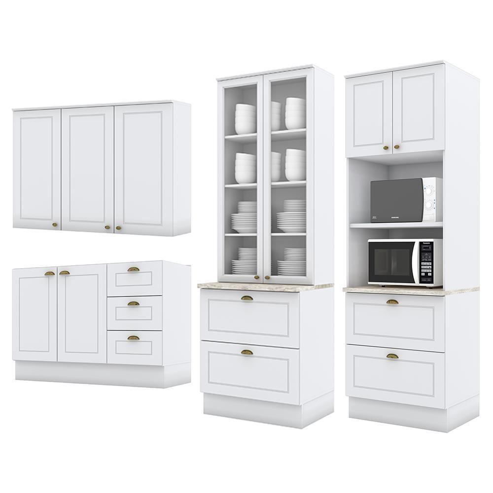 Cozinha Completa Americana 4 Peças Branco Com Torre Quente 2 Fornos - Móveis Henn Branco - 3