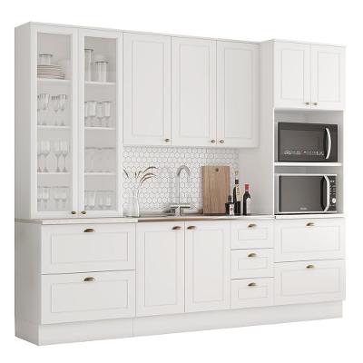 Cozinha Modulada Americana 4 Peças 9 Portas 100% MDF 263cm Branco Móveis Henn
