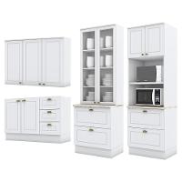 Cozinha Completa Americana 4 Peças Branco Com Torre Quente 2 Fornos - Móveis Henn Branco - 3