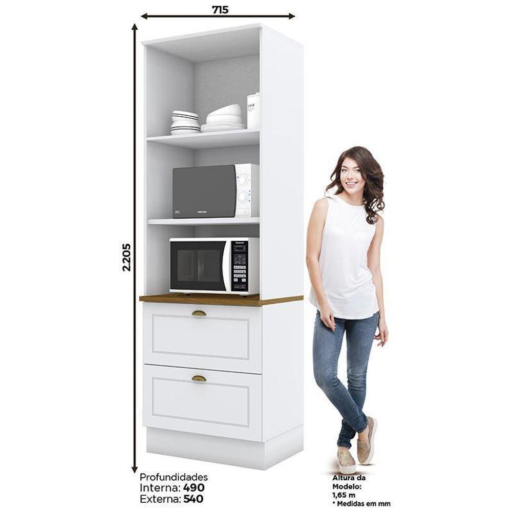 Torre Quente 2 Fornos Americana Branco Com Tampo Nature - Móveis Henn Branco-nature - 3