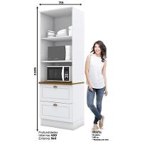 Torre Quente 2 Fornos Americana Branco Com Tampo Nature - Móveis Henn Branco-nature - 3