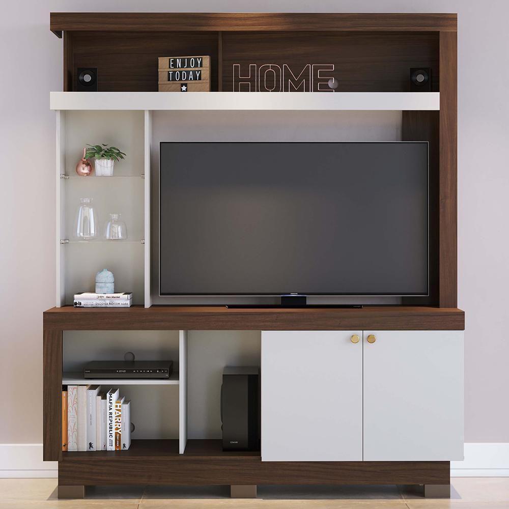 Estante Home Theater Valença Nogueira Real-off White Para Tv Até 50? - Colibri Nogueira Real-off White - 3