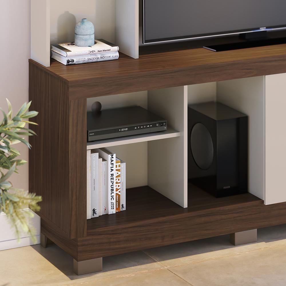 Estante Home Theater Valença Nogueira Real-off White Para Tv Até 50? - Colibri Nogueira Real-off White - 4