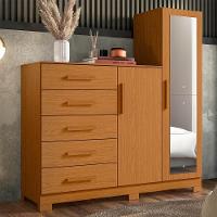 Cômoda New Master Com Espelho, 2 Portas E 5 Gavetas Cinamomo - Móveis Albatroz Cinamomo - 2