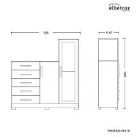 Cômoda New Master Com Espelho, 2 Portas E 5 Gavetas Cinamomo - Móveis Albatroz Cinamomo - 4