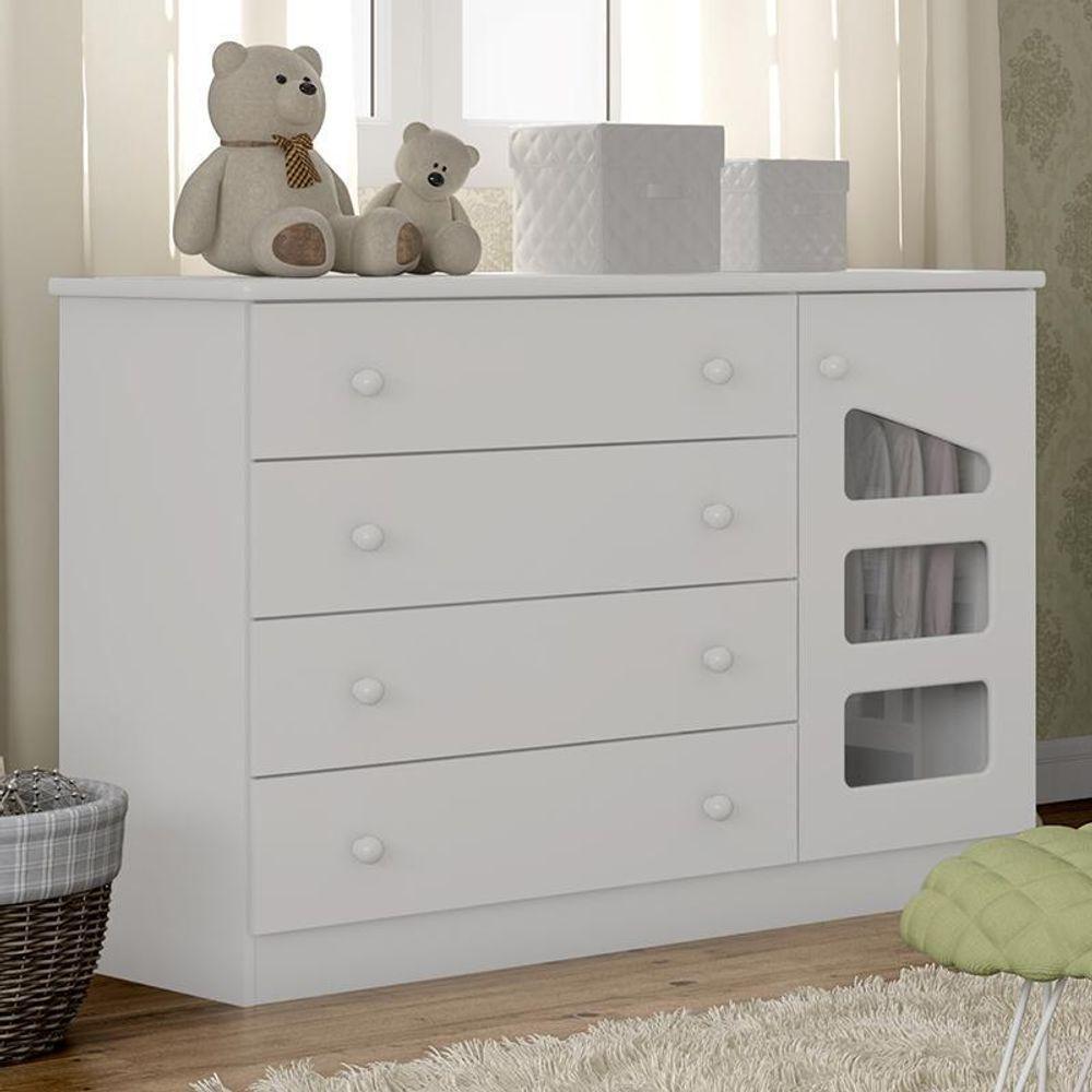 Cômoda Infantil Eloisa 1 Porta E 4 Gavetas Branco - Phoenix Baby Branco - 2