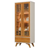 Cristaleira Adega Reflecta 2 Portas De Vidro Com Led - Mavaular Off White-naturalle - 1