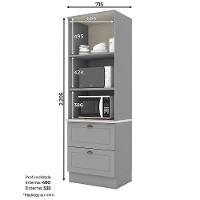 Torre Quente 2 Fornos Americana Cinza Com Tampo Calcare - Móveis Henn Cinza-calcare - 3