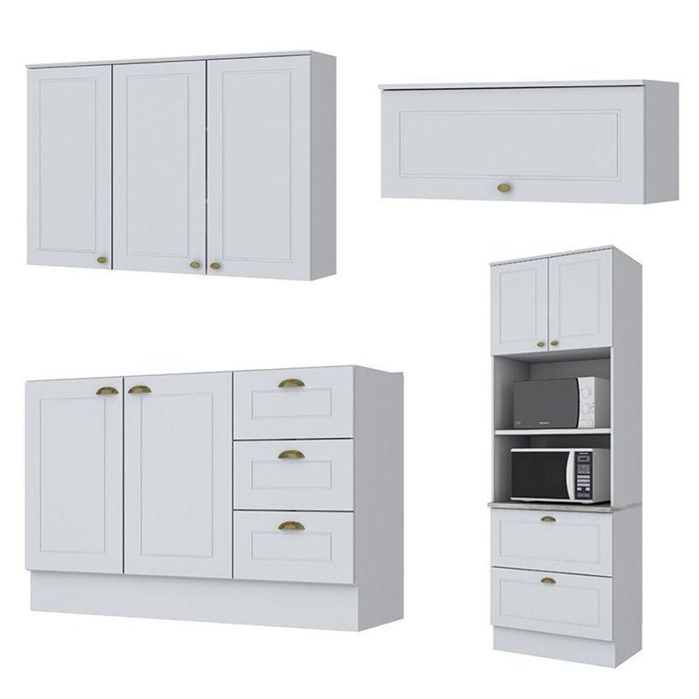 Cozinha Completa Americana 4 Peças Branco Com Torre Quente 2 Fornos - Móveis Henn Branco - 3