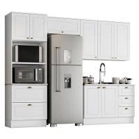 Cozinha Completa Americana 4 Peças Branco Com Torre Quente 2 Fornos - Móveis Henn Branco - 1