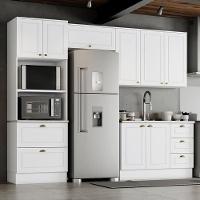 Cozinha Completa Americana 4 Peças Branco Com Torre Quente 2 Fornos - Móveis Henn Branco - 2