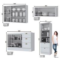 Cozinha Completa Americana 4 Peças Branco Com Torre Quente 2 Fornos - Móveis Henn Branco - 4