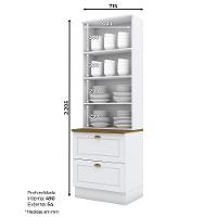 Cristaleira 2 Portas E 2 Gavetas Americana Branco Com Tampo Nature - Móveis Henn Branco-nature - 3